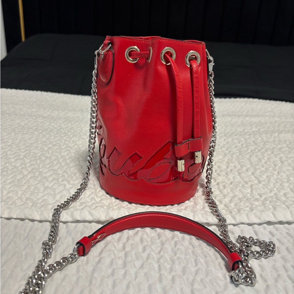 Christian Louboutin Red Crossbody Bag with Silver Chain